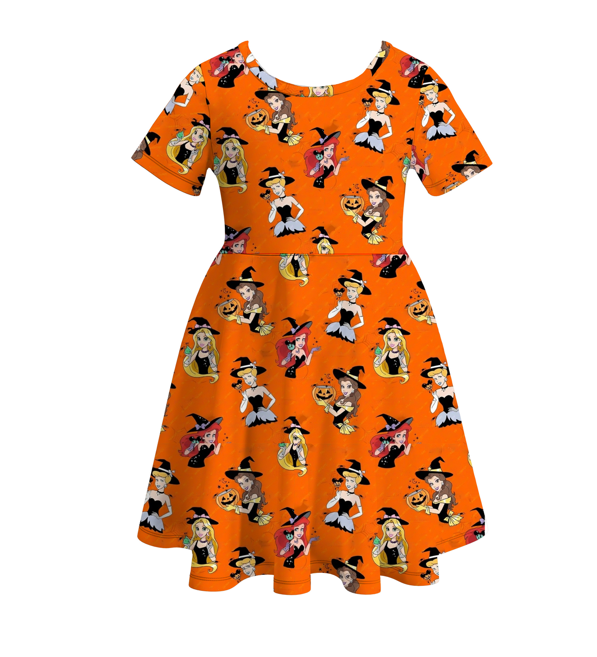 Girls' Halloween Cartoon Print Twirl Dress