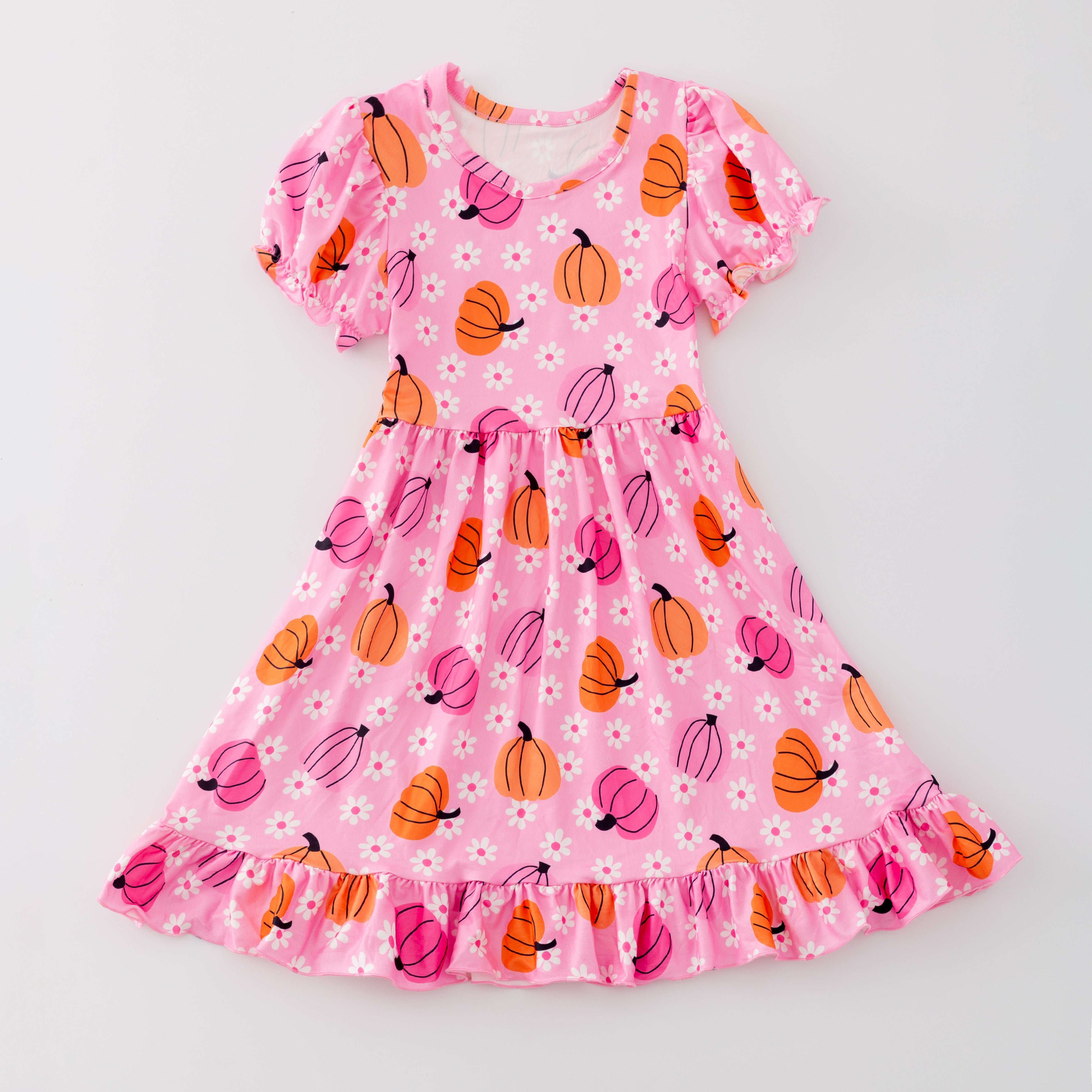 Girls' Halloween & Thanksgiving Cartoon Print Dress