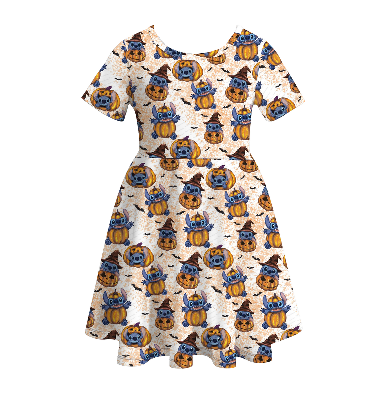 Girls' Halloween Cartoon Print Twirl Dress