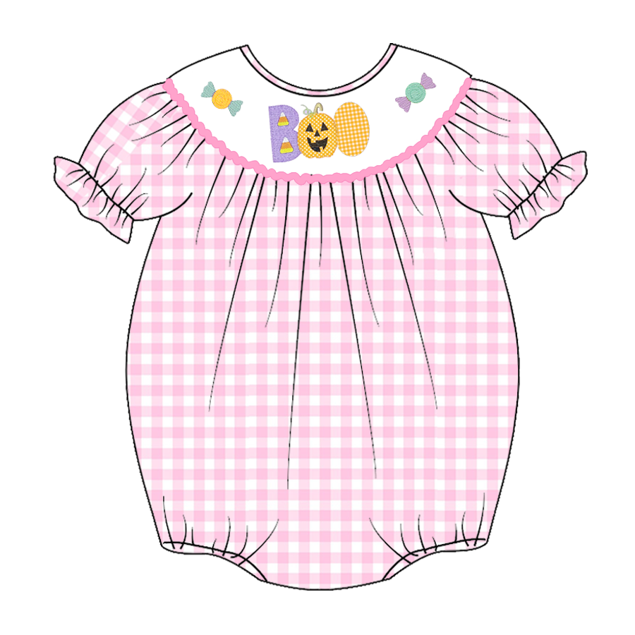 Baby Girls' Halloween Embroidered Smocked Bubble Romper
