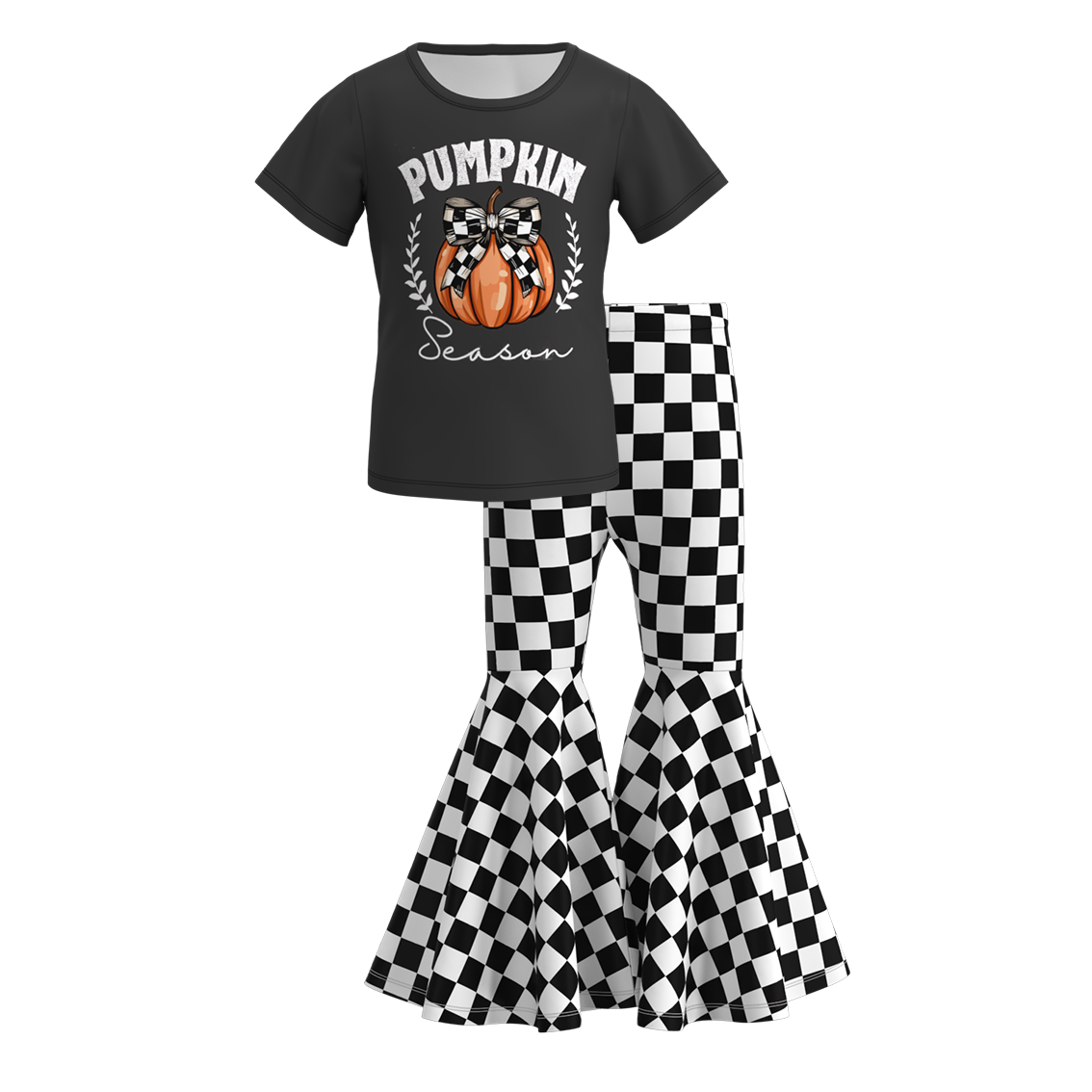 Girls' Halloween Cartoon Print Outfit Set