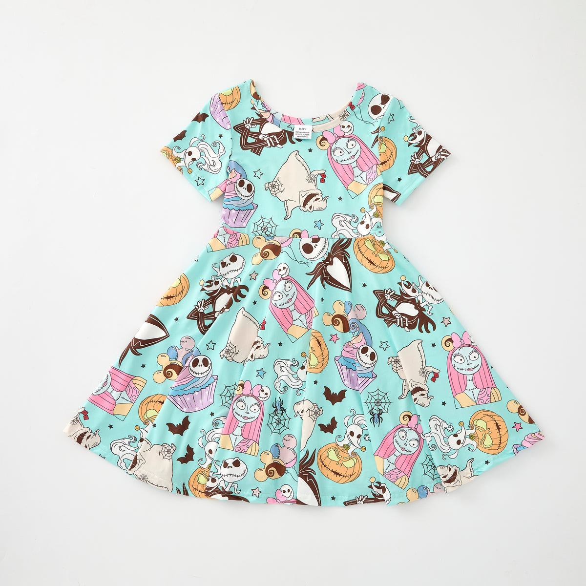 Girls' Halloween Cartoon Print Twirl Dress