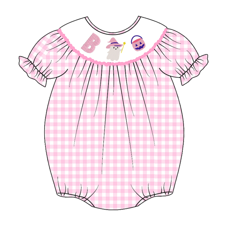 Baby Girls' Halloween Embroidered Smocked Bubble Romper
