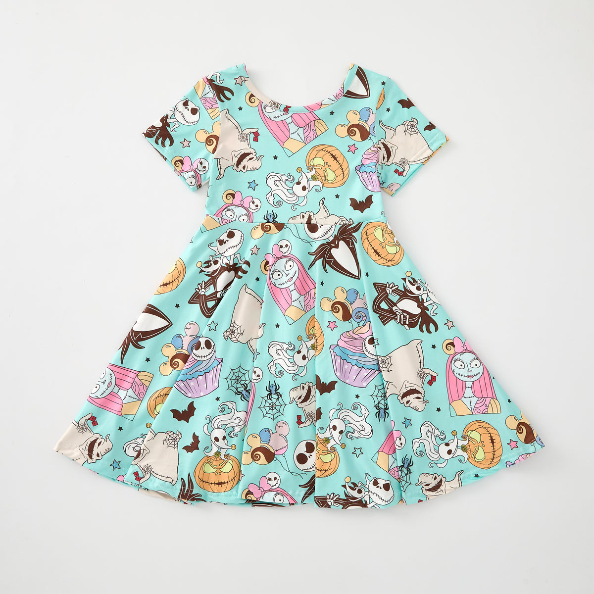 Girls' Halloween Cartoon Print Twirl Dress