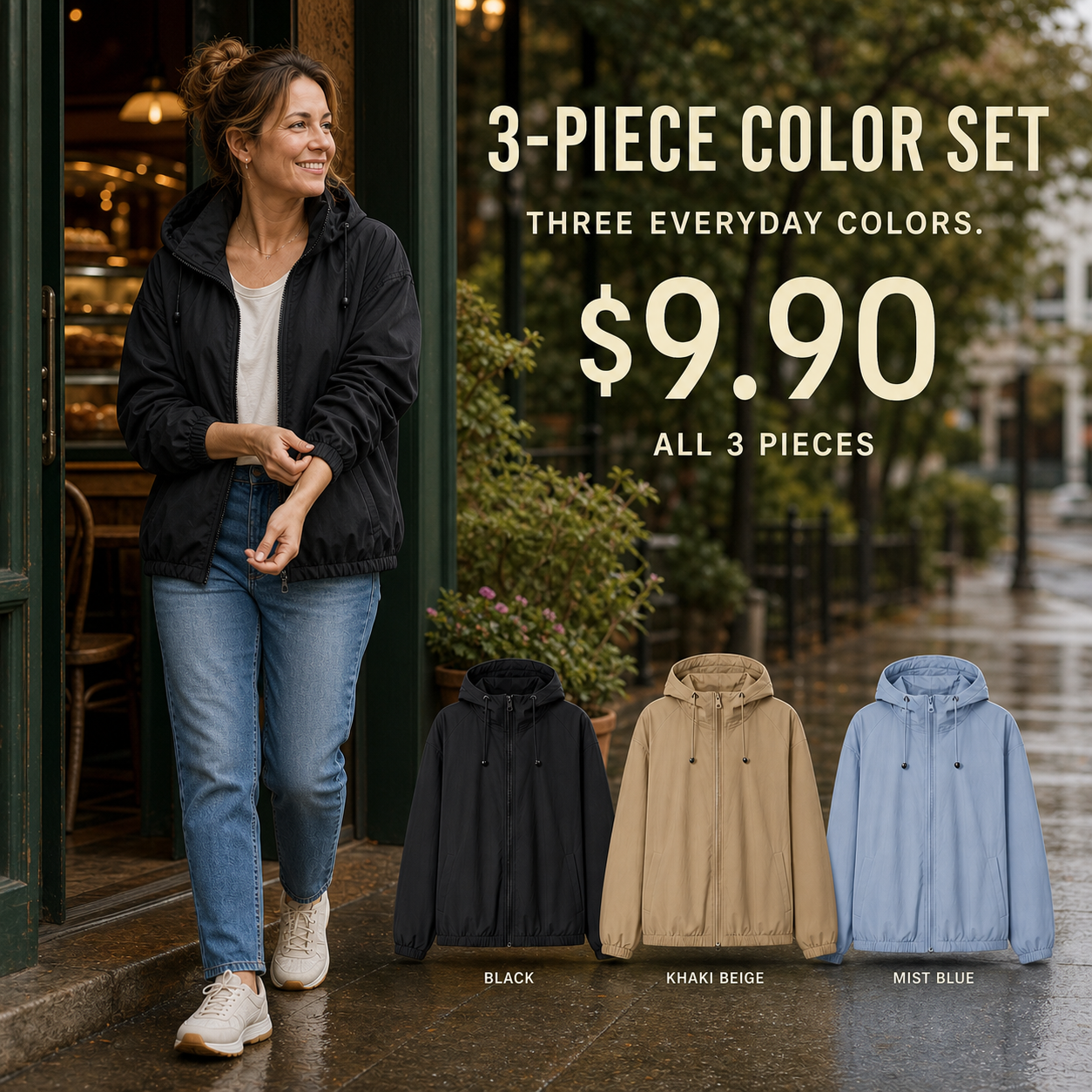 Women's Waterproof Lightweight Zip Up Jacket