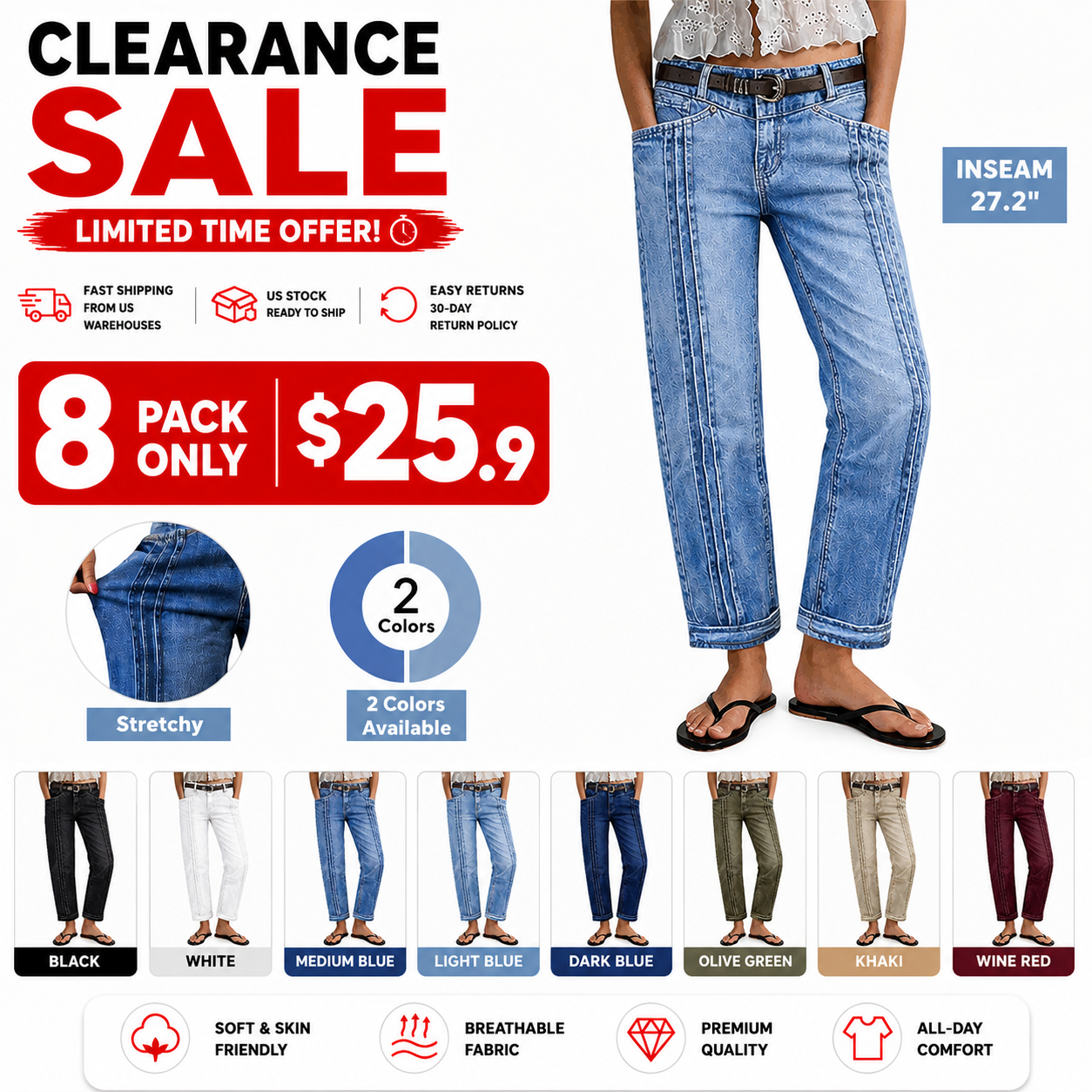 ⚡FINAL SALE⚡- Wash Pleated Roll Hem High Rise Straight Leg Jeans