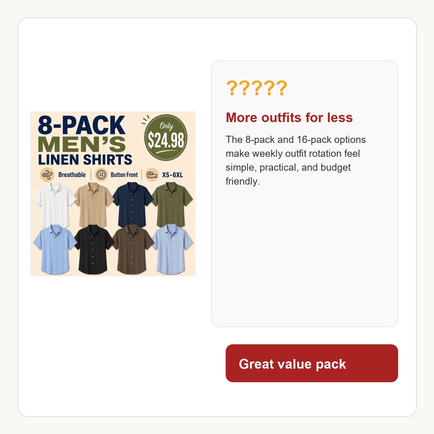 Men's Weekend Breezy Camp Shirts - 8 Pack