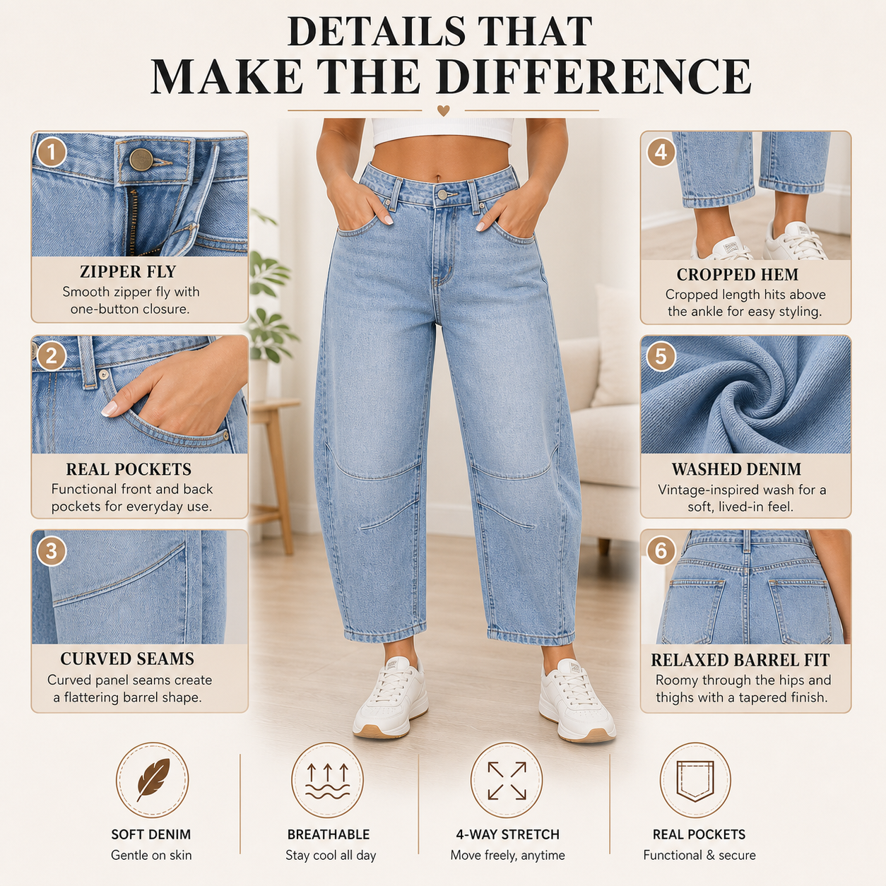 Women's High-Waist Barrel Jeans
