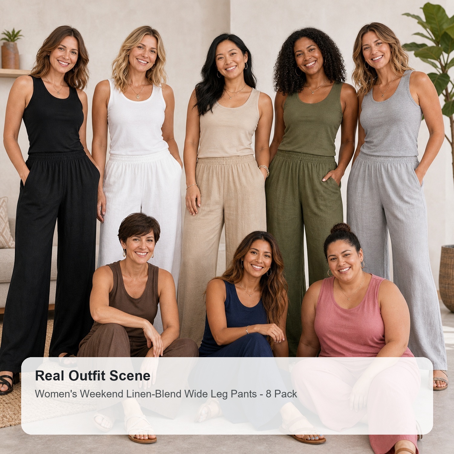 Women's Weekend Airy Wide Leg Pants - 8 Pack
