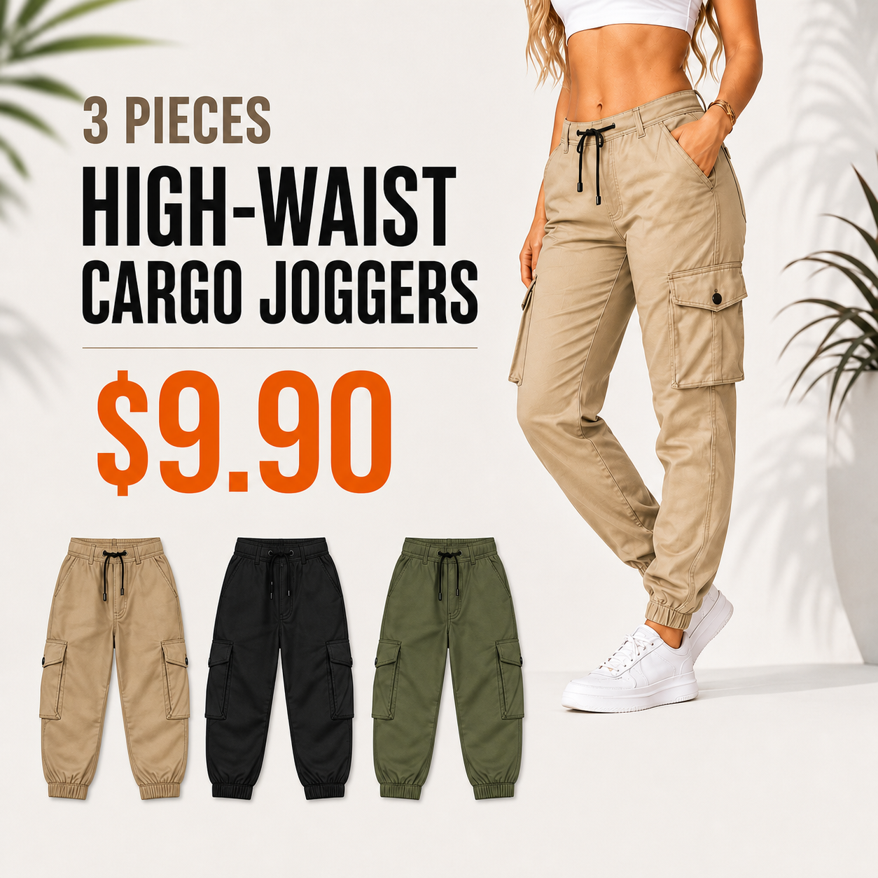 Women's High Waist Cargo Jogger Pants