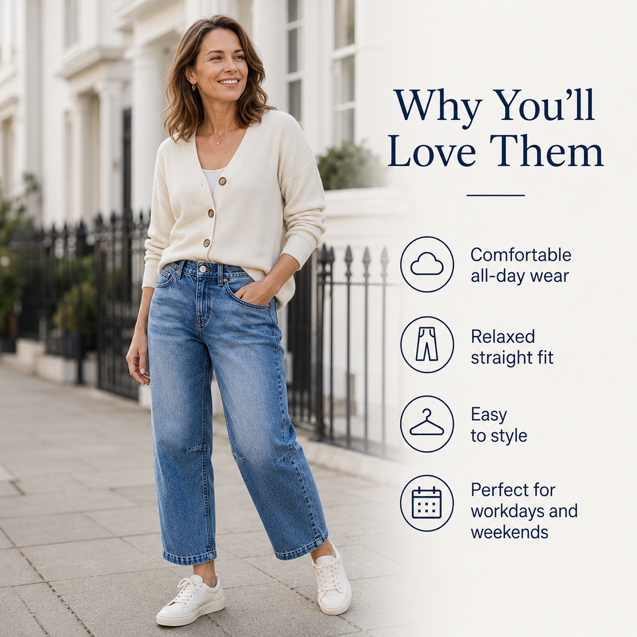 Seaming Detail Mid Waist Straight Leg Crop Jeans