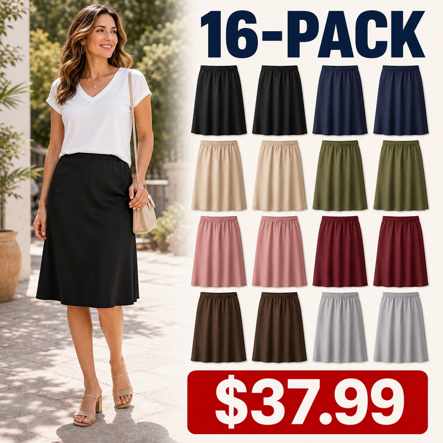 Women's Summer Pull-On Slip Skirts - 8 Pack
