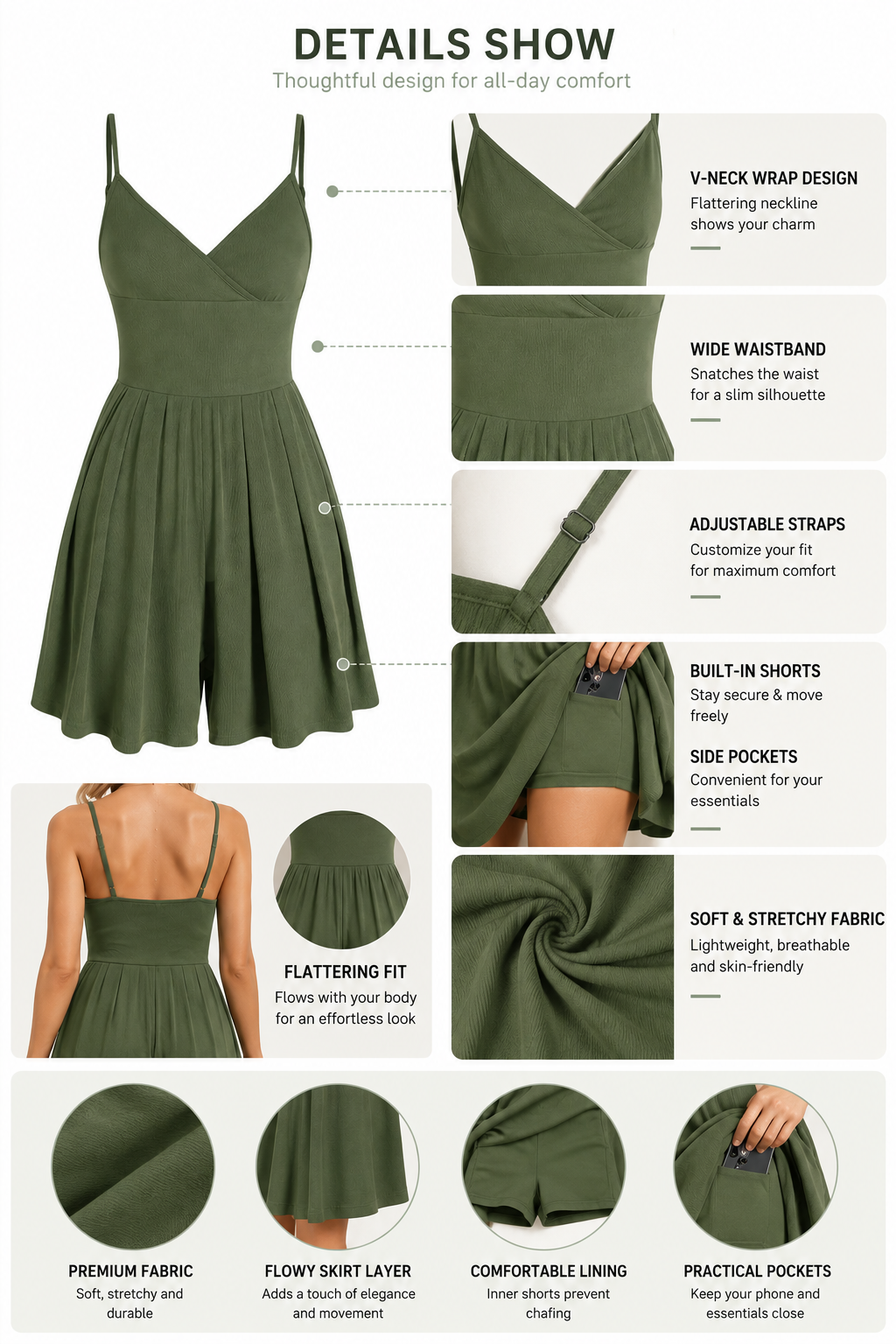 ⚡FINAL SALE⚡Women's Knitted Plain Backless Wrap Fitted Cami Romper