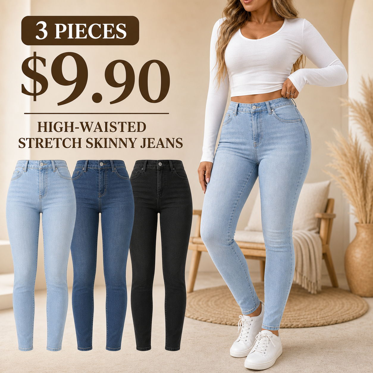 High-Waisted Stretch Skinny Jeans