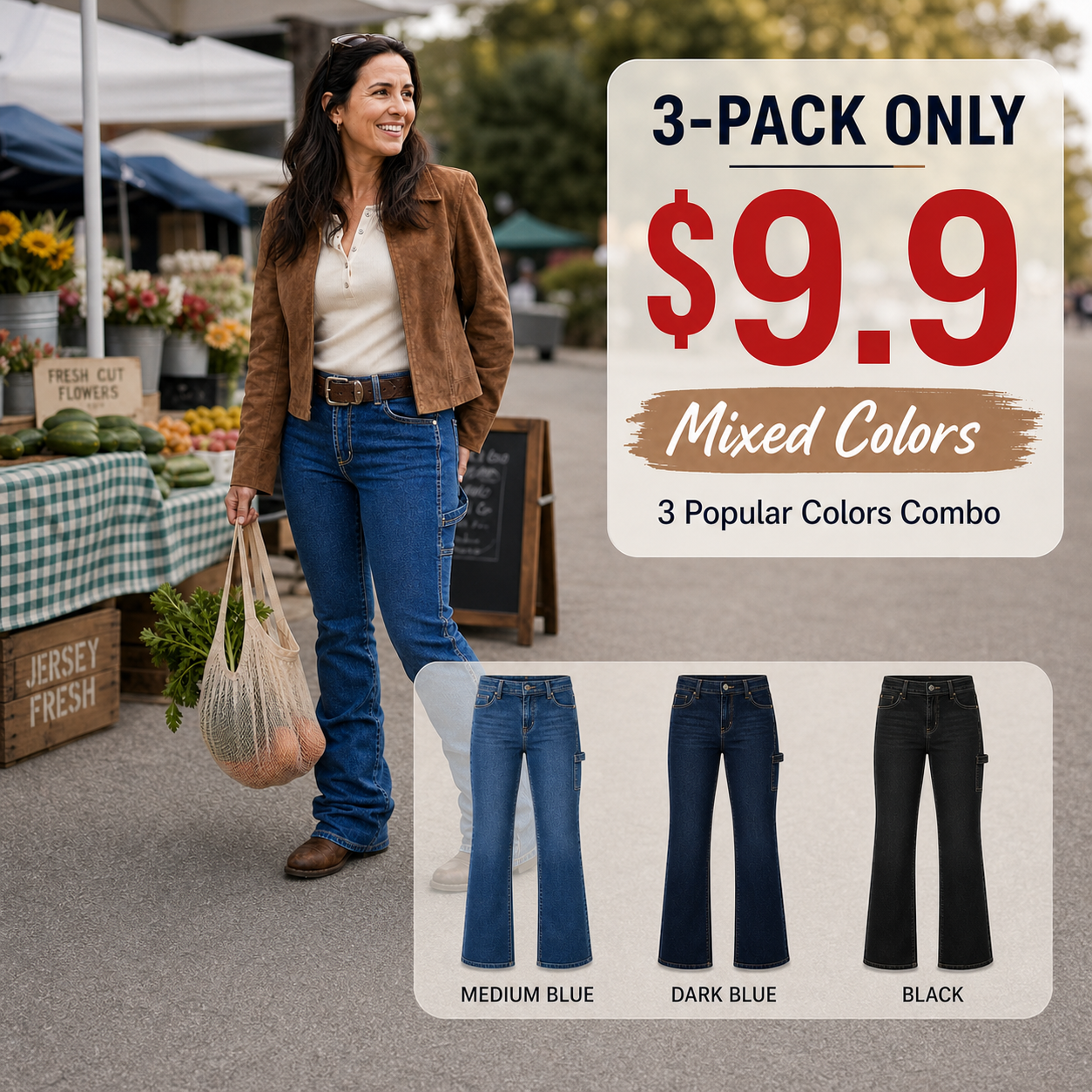 Wash Mid Rise Bootcut Carpenter Jeans