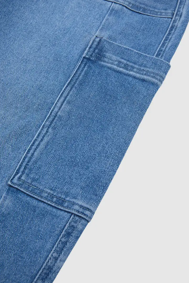 🔥Wash Pocket Side Mid Waist Barrel Leg Capri Jeans Without Belt
