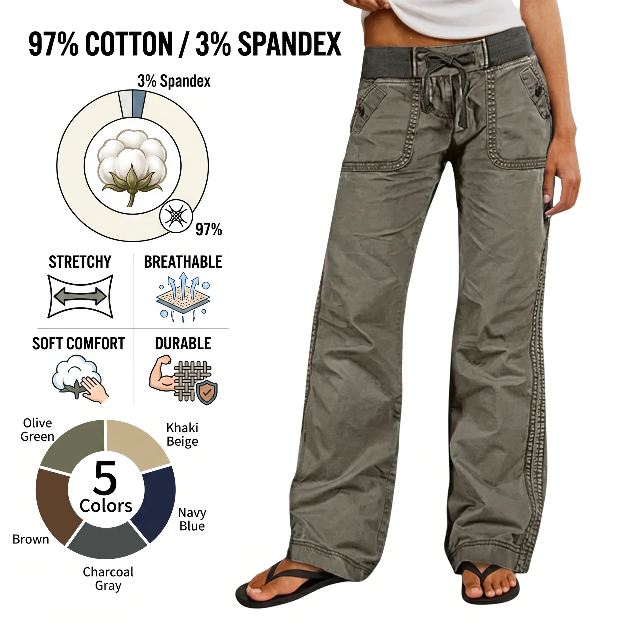 ⚡FINAL SALE⚡- Women's High Stretch Mid Rise Straight Pants