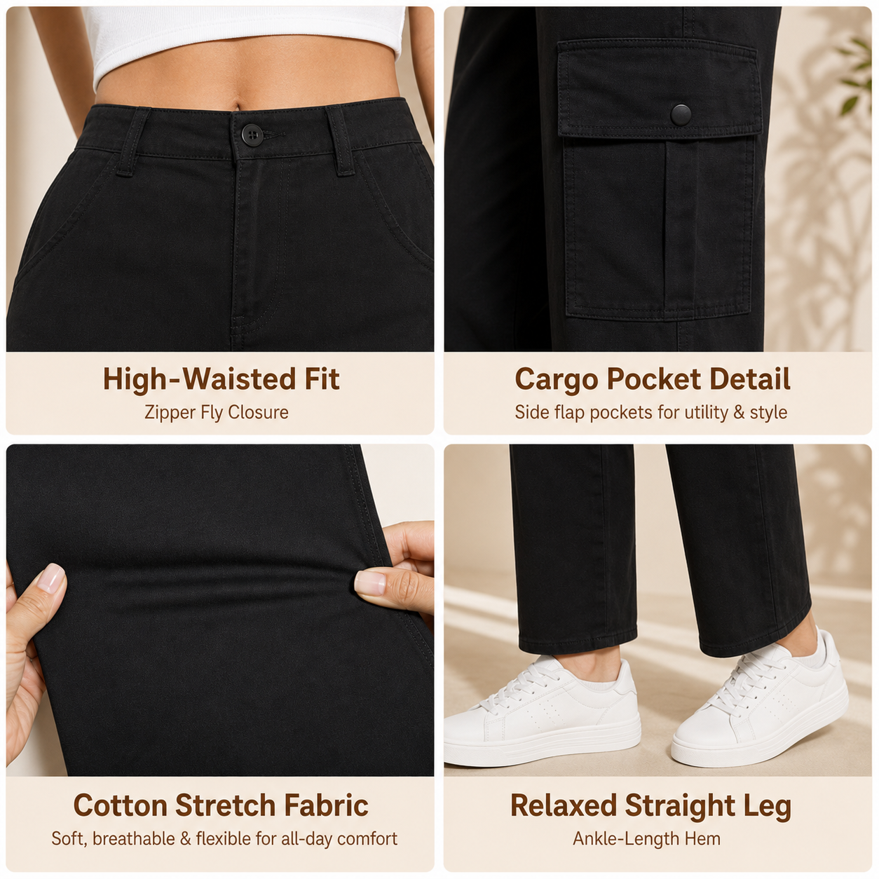 High Waist Loose Cargo Pants