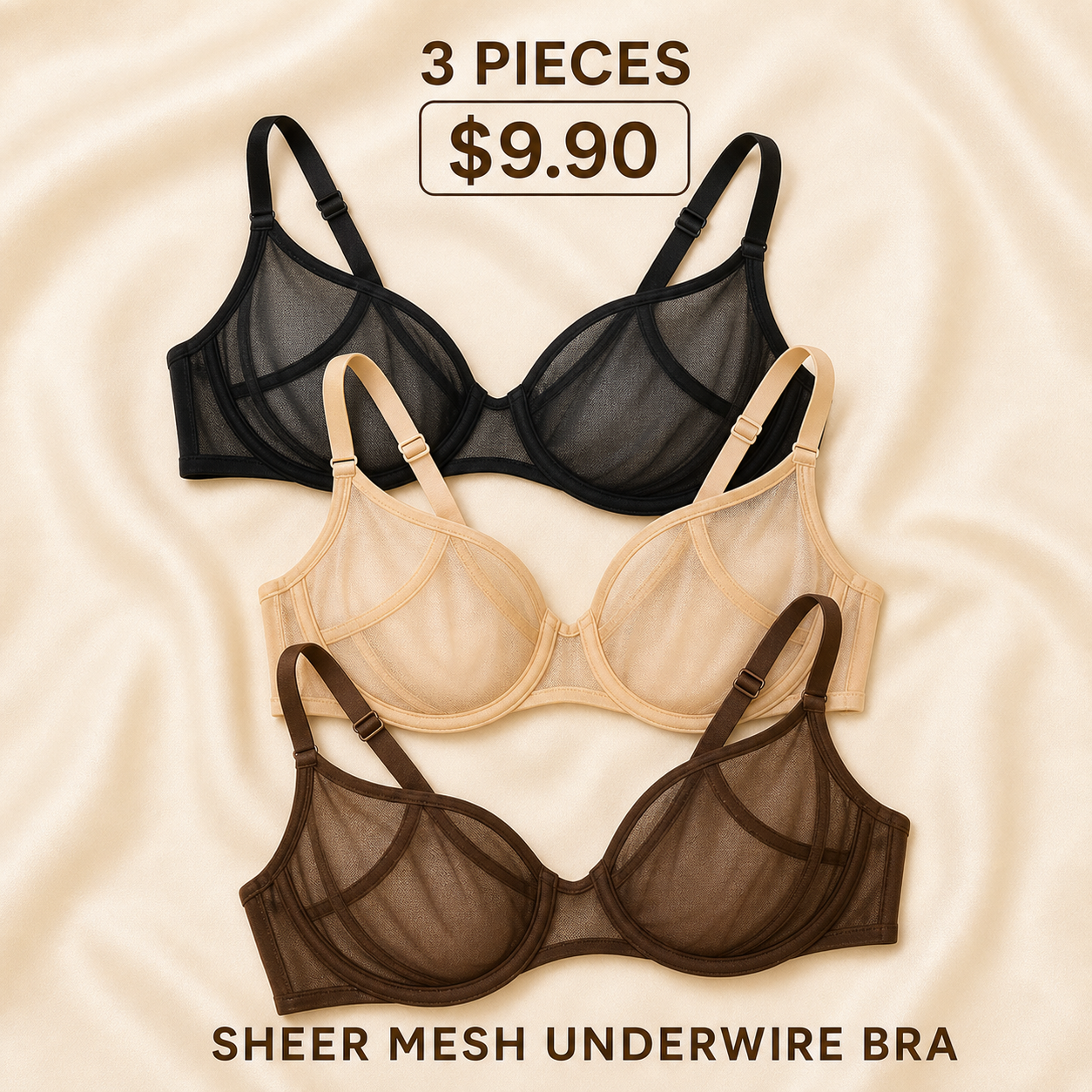 Sheer Mesh Unlined Underwire Bra