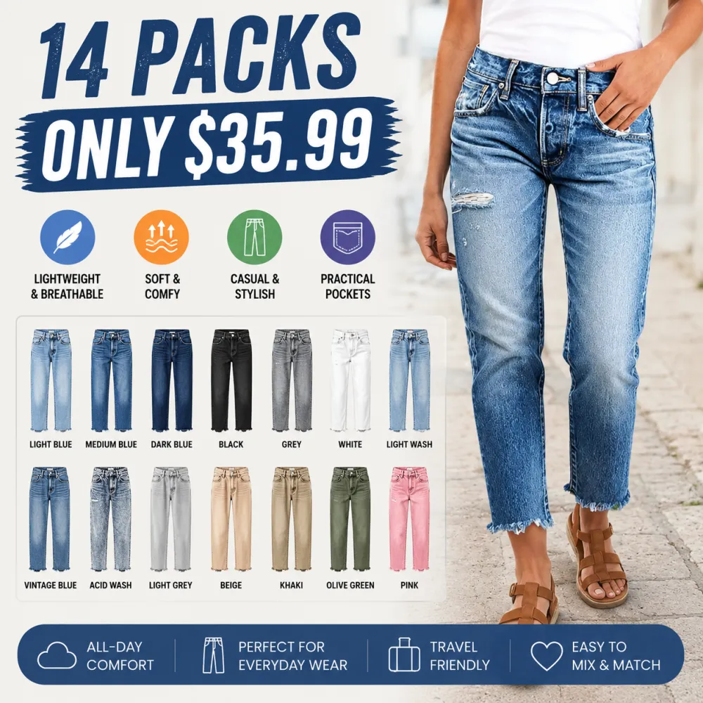 ⚡FINAL SALE⚡-8-Pack Mid Rise Ripped Straight Leg Jeans