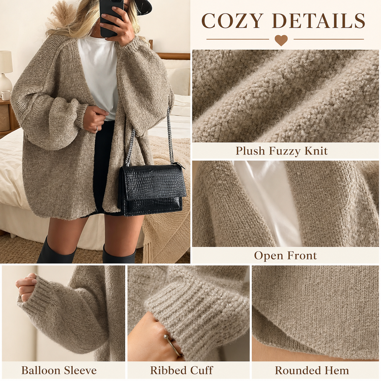 Women's Oversized Fuzzy Knit Cardigan
