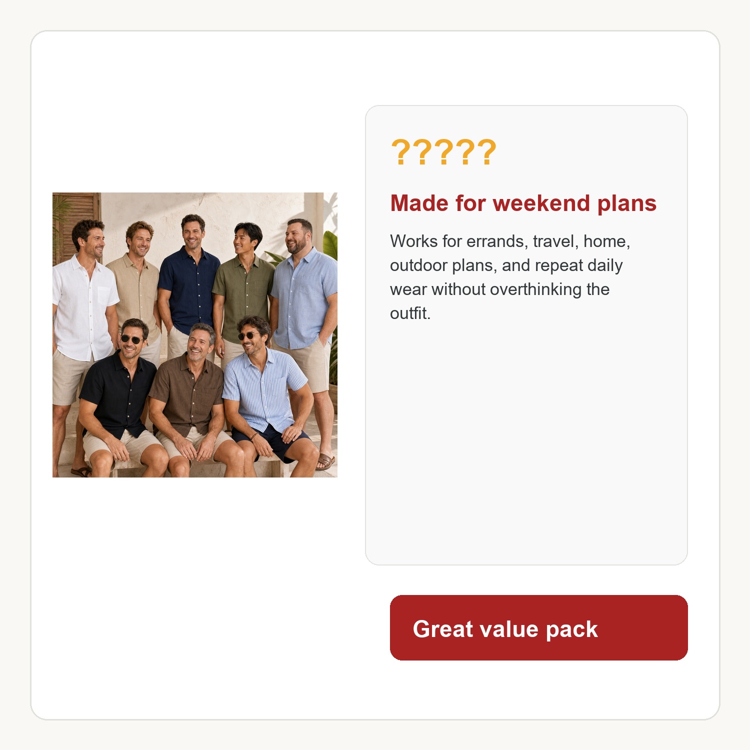 Men's Weekend Breezy Camp Shirts - 8 Pack