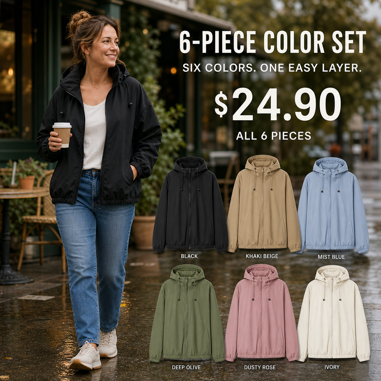 Women's Waterproof Lightweight Zip Up Jacket