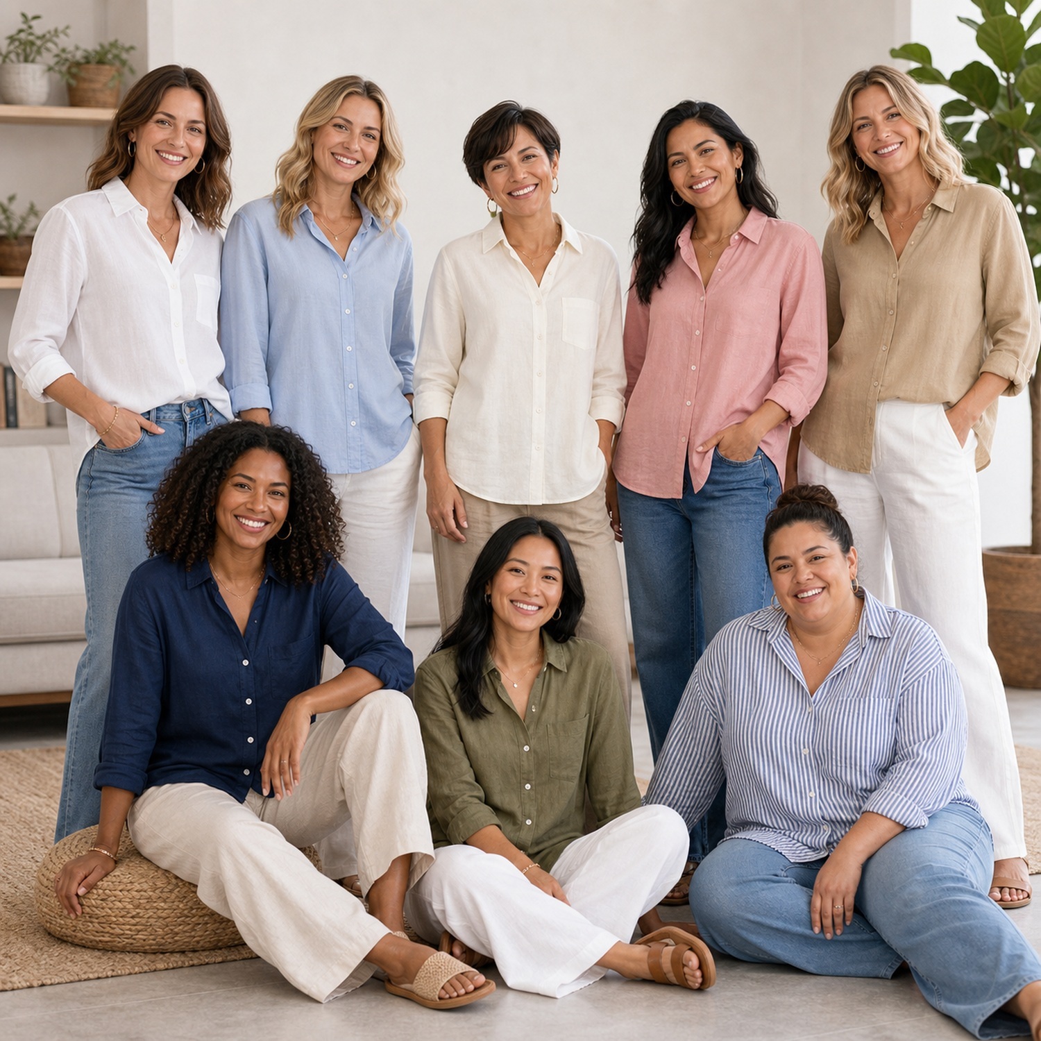 Women's Airy Button Front Shirts - 8 Pack