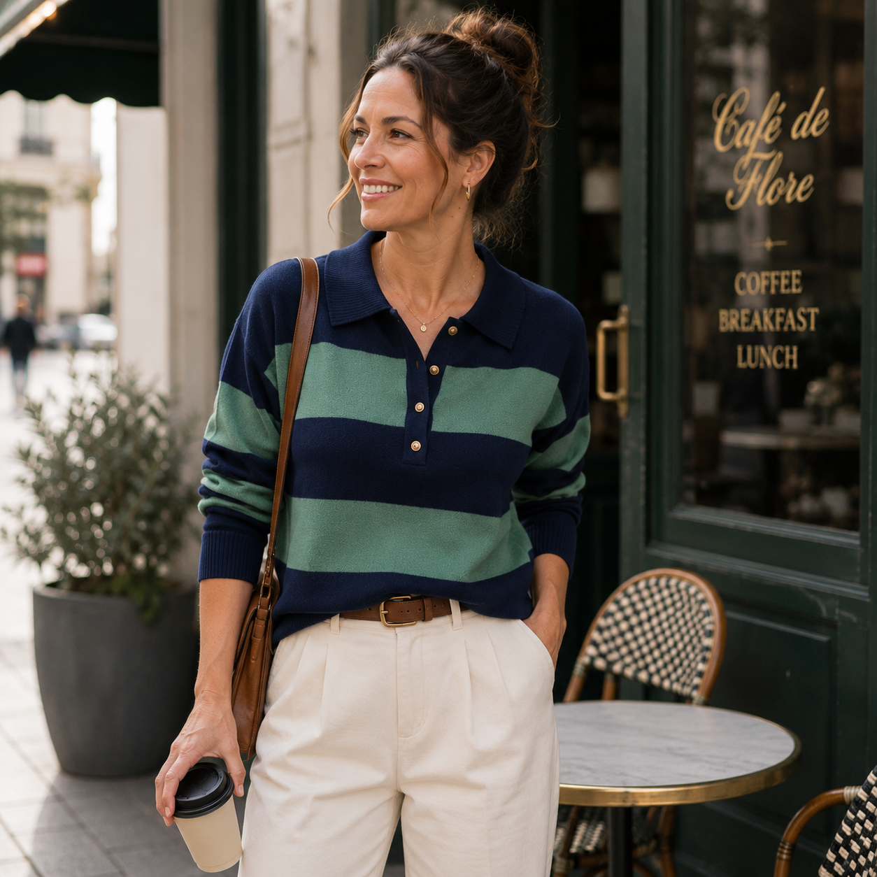 Polo Sweater for Women Striped Collared Sweaters Shirt