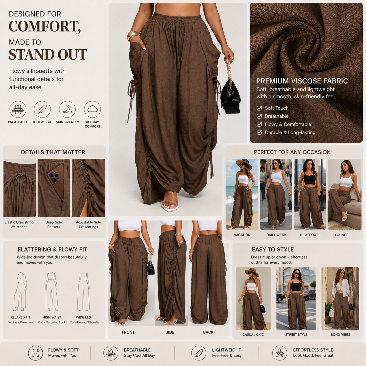 Women's Casual Loose Wide-Leg Pants