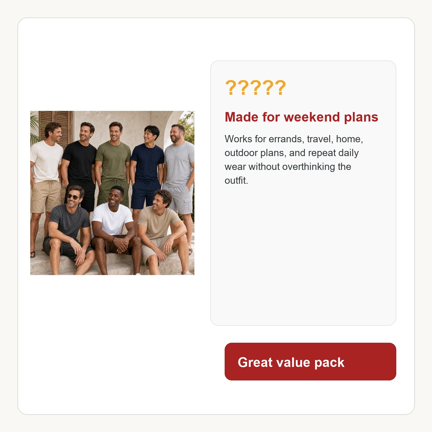 Men's Weekend Utility Shorts - 8 Pack