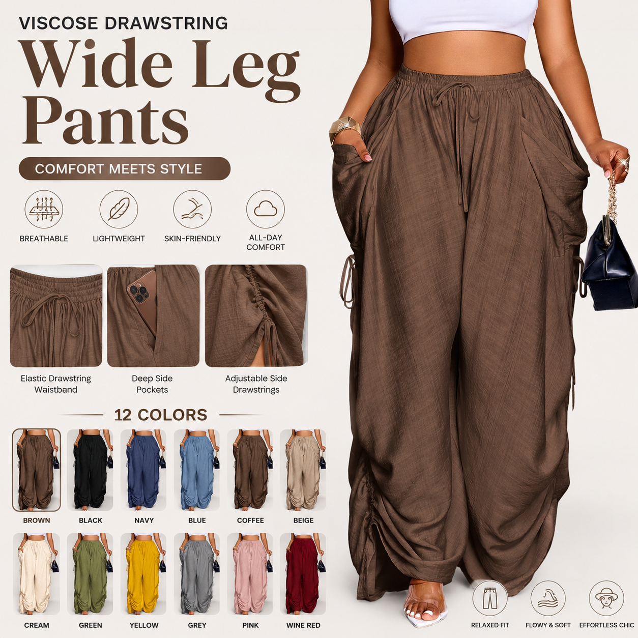 Women's Casual Loose Wide-Leg Pants