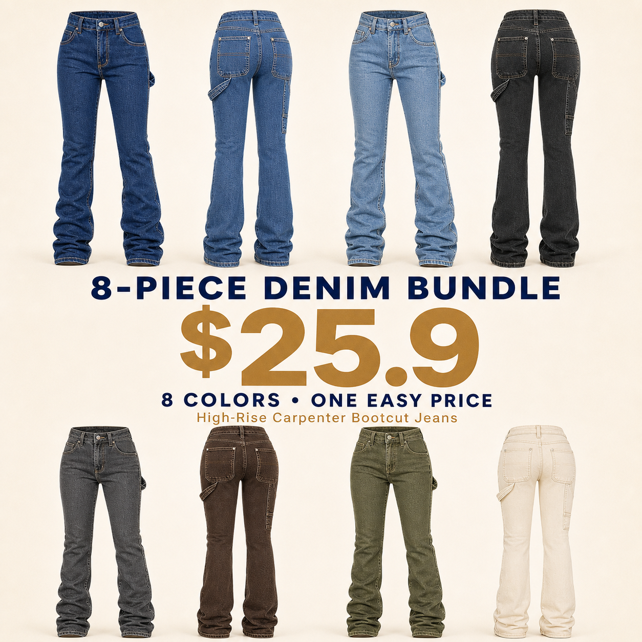 Wash Mid Rise Bootcut Carpenter Jeans