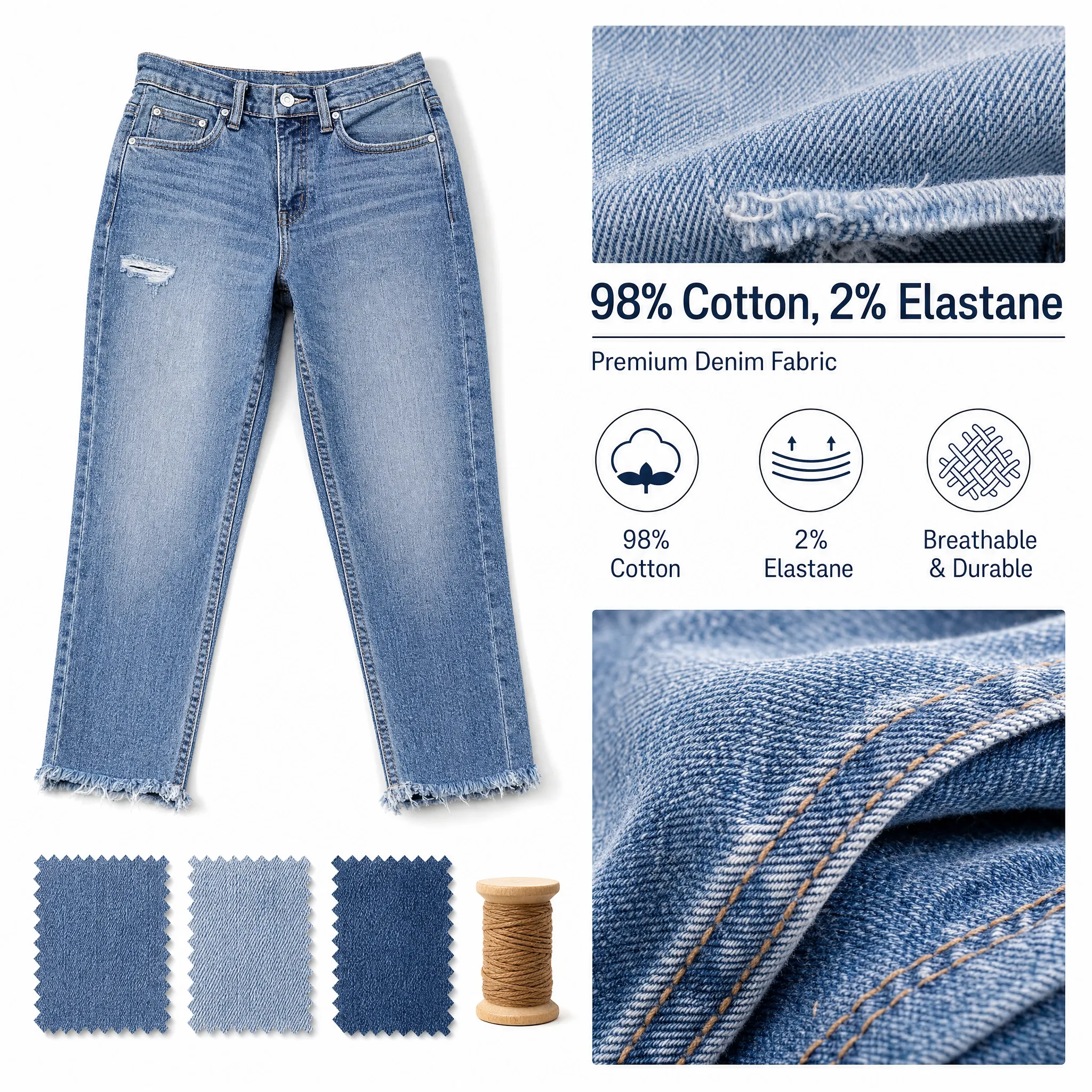 ⚡FINAL SALE⚡-8-Pack Mid Rise Ripped Straight Leg Jeans