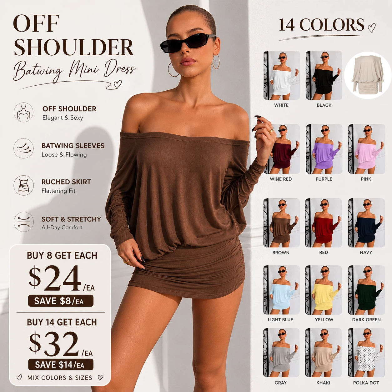 Women's Fashion Sheer Pleated Casual Party Dress — Spring/Autumn Style, Off-Shoulder, Long Sleeve, Slim-Fit Mini Dress