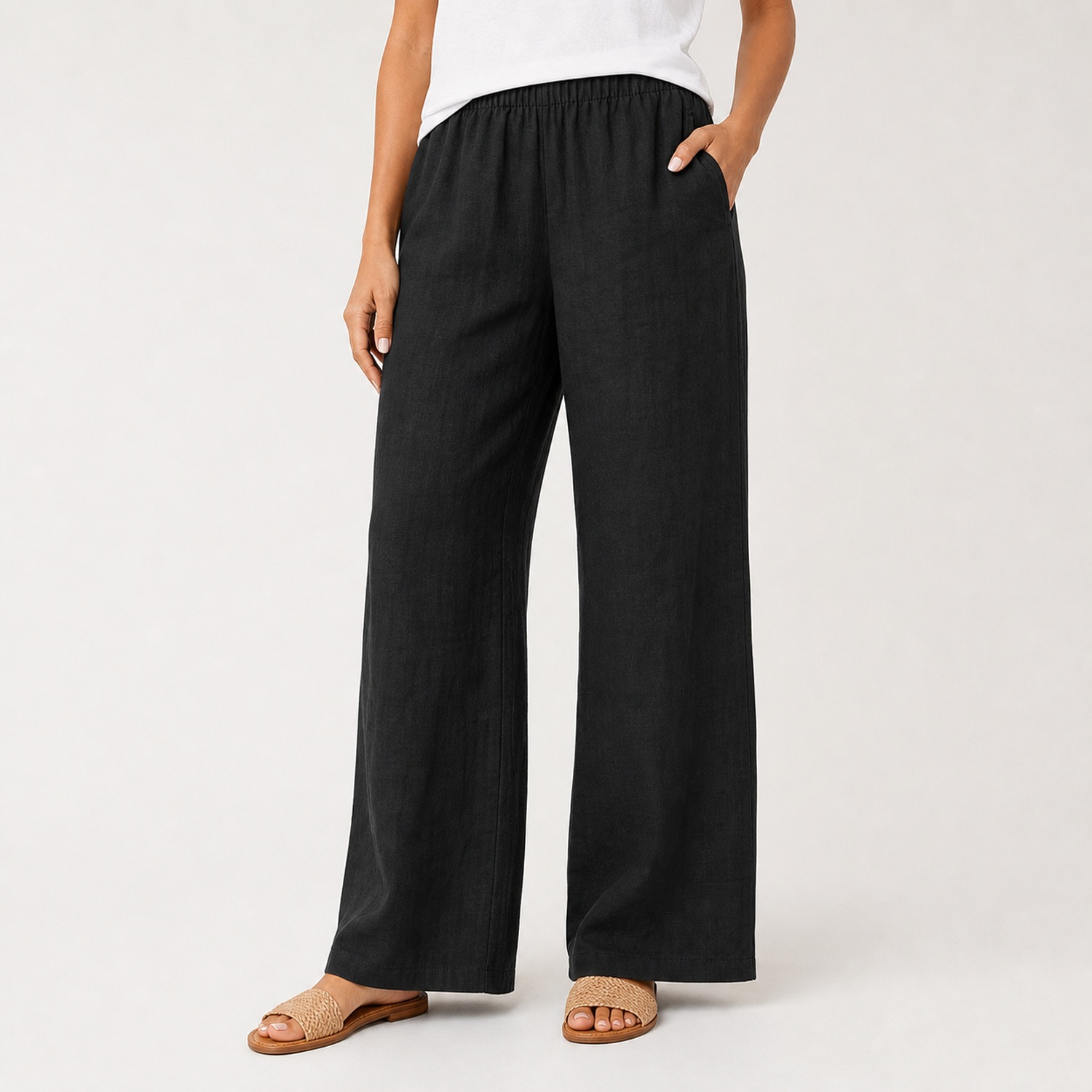 Women's Linen-Blend Wide Leg Pants - 8 Pack