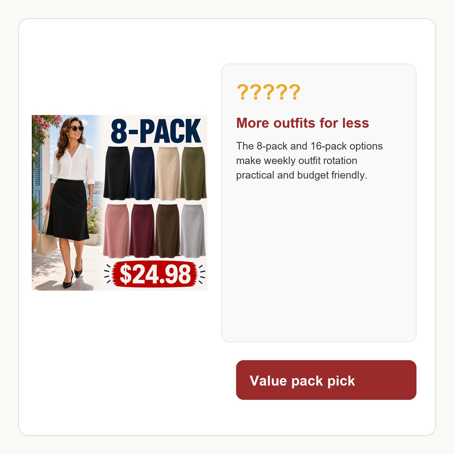 Women's Summer Pull-On Slip Skirts - 8 Pack