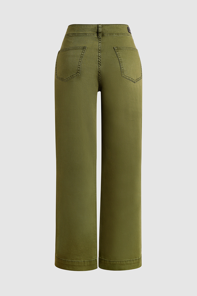 ⚡Last stock⚡- Double Button Mid Waist Straight Leg Pants (1/2)