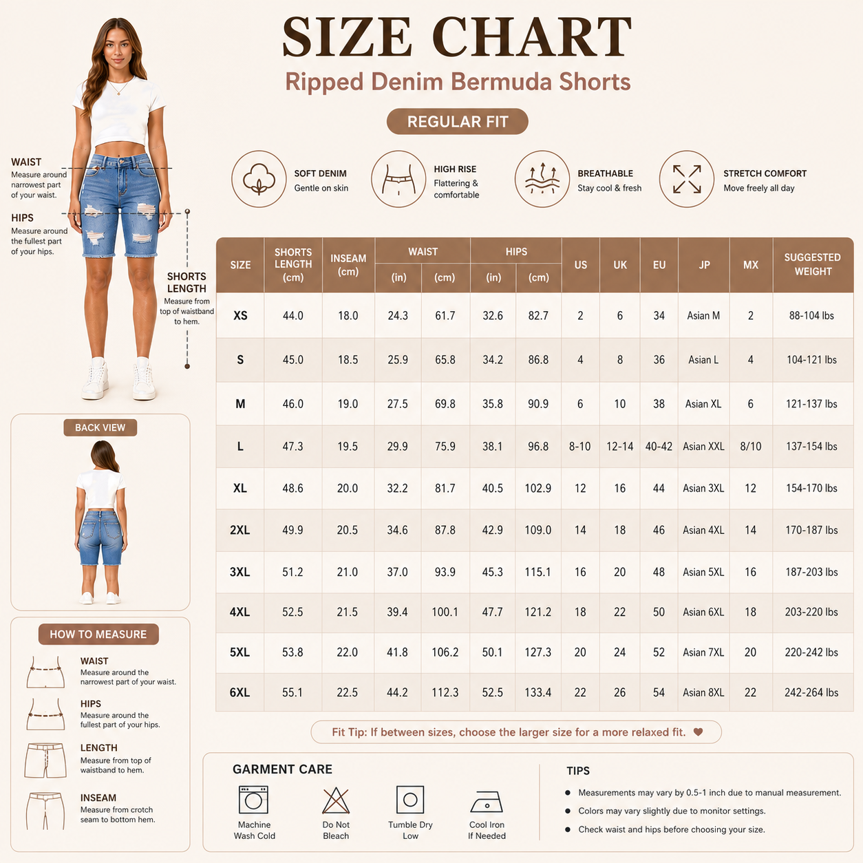 Women's Ripped Denim Bermuda Shorts
