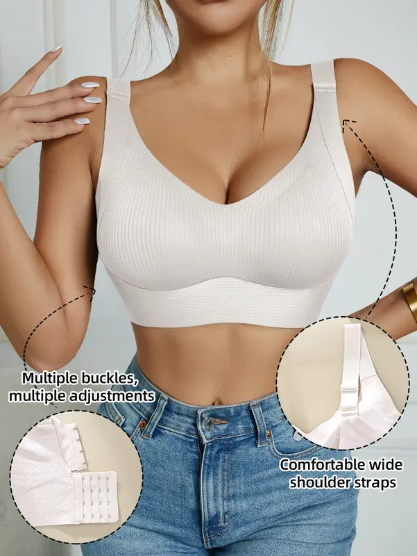 Women's Solid Wireless Bra, ComfortableBreathable Push Up Bra