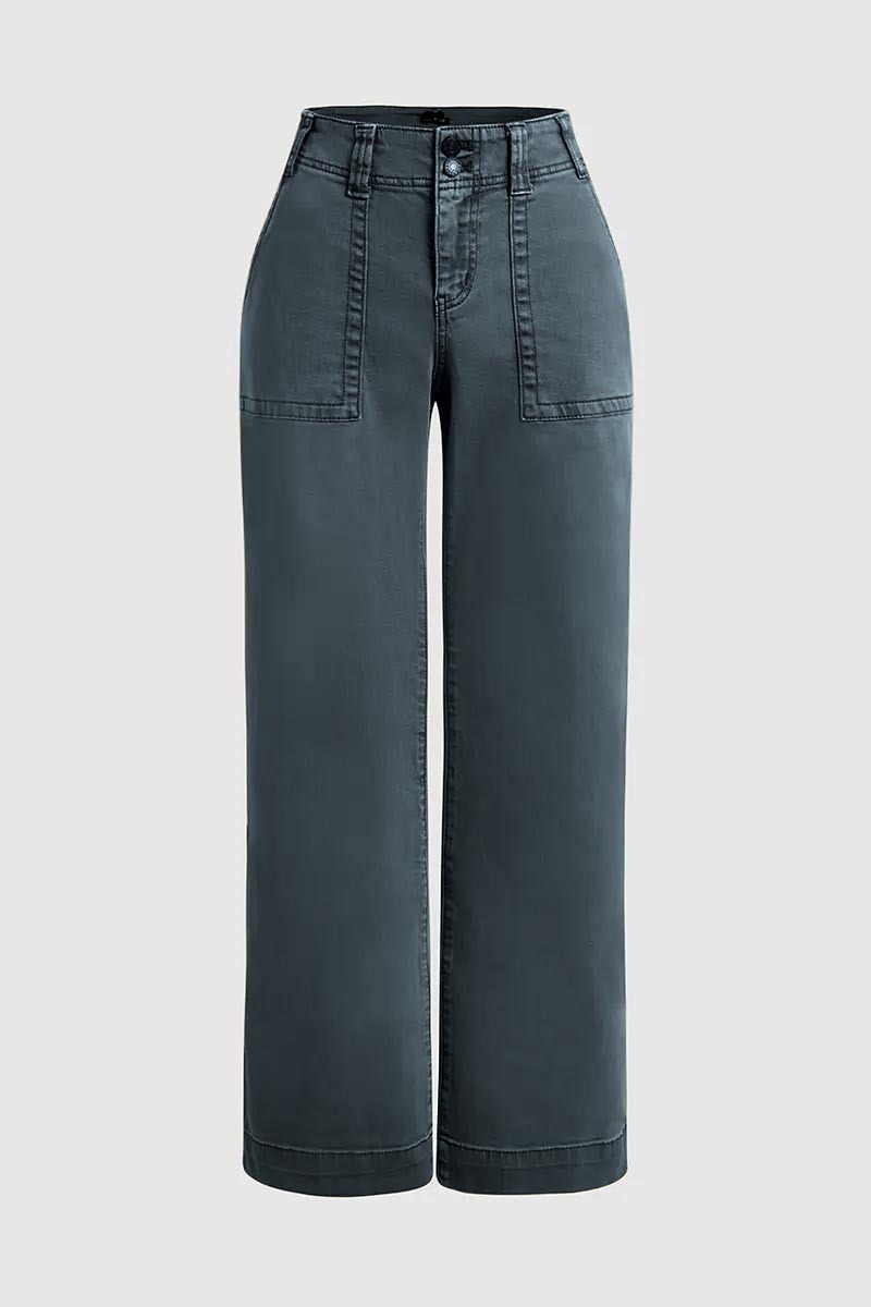 ⚡Last stock⚡- Double Button Mid Waist Straight Leg Pants (2/2)