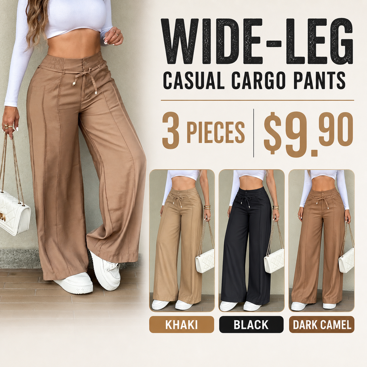 2026 New Women's Wide Leg Casual Pants Trouser