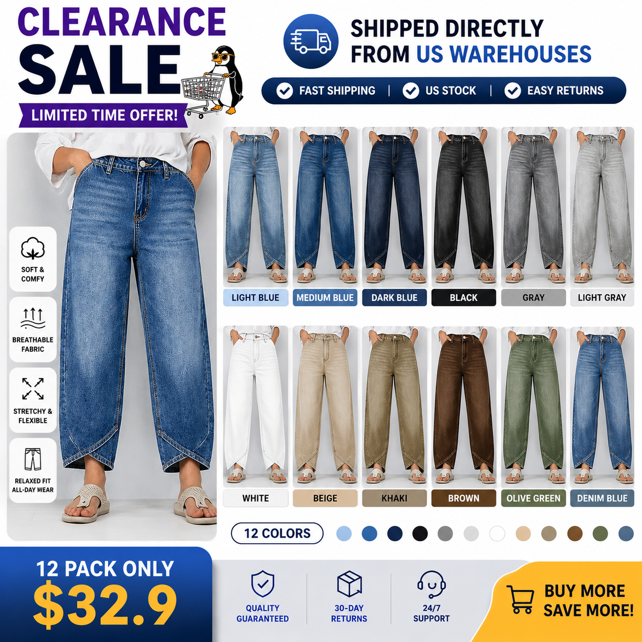 🔥Wash Tulip Hem High Rise Straight Leg Crop Jeans