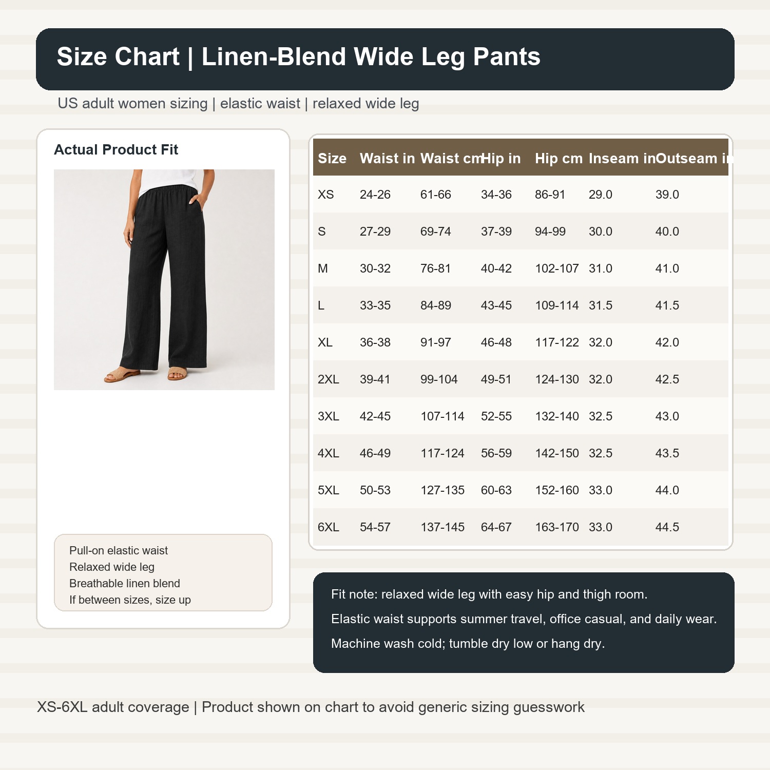 Women's Linen-Blend Wide Leg Pants - 8 Pack