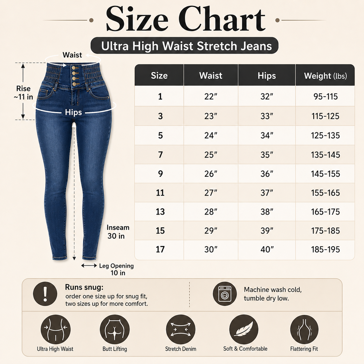 High Waist Butt Lifting Stretch Jeans
