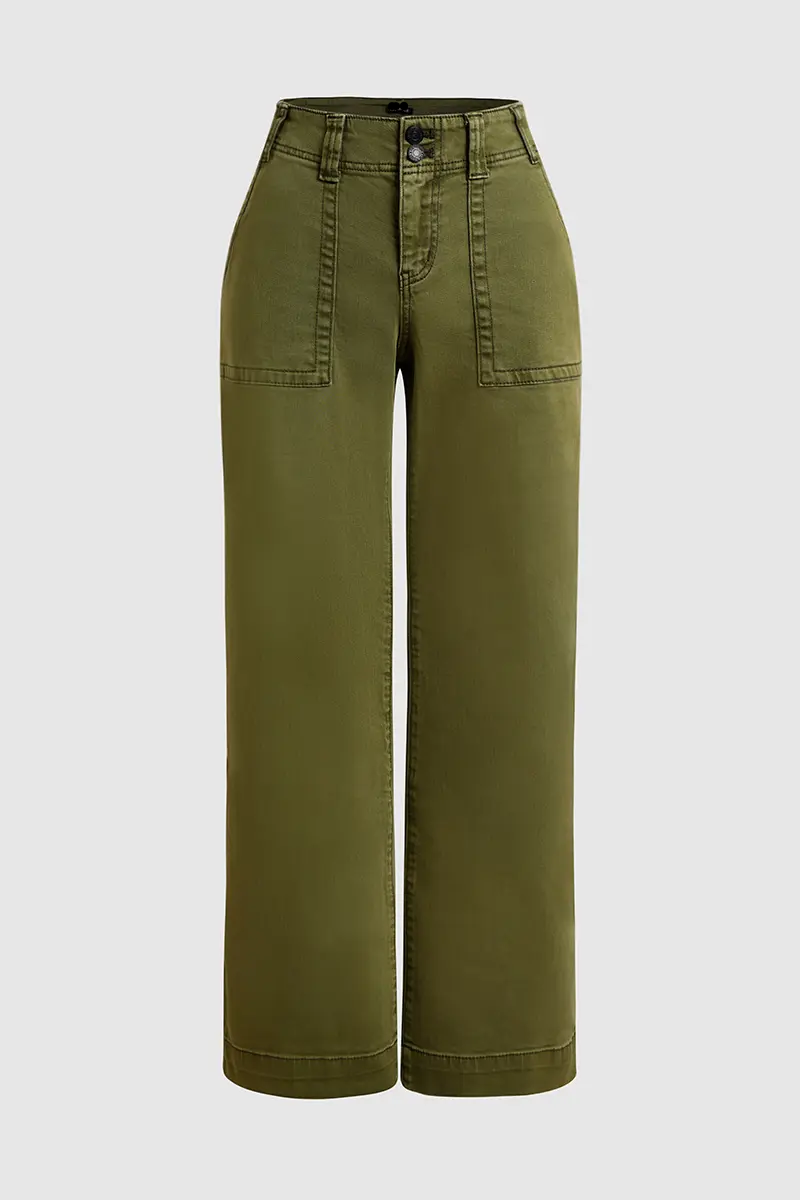 ⚡Last stock⚡- Double Button Mid Waist Straight Leg Pants (1/2)