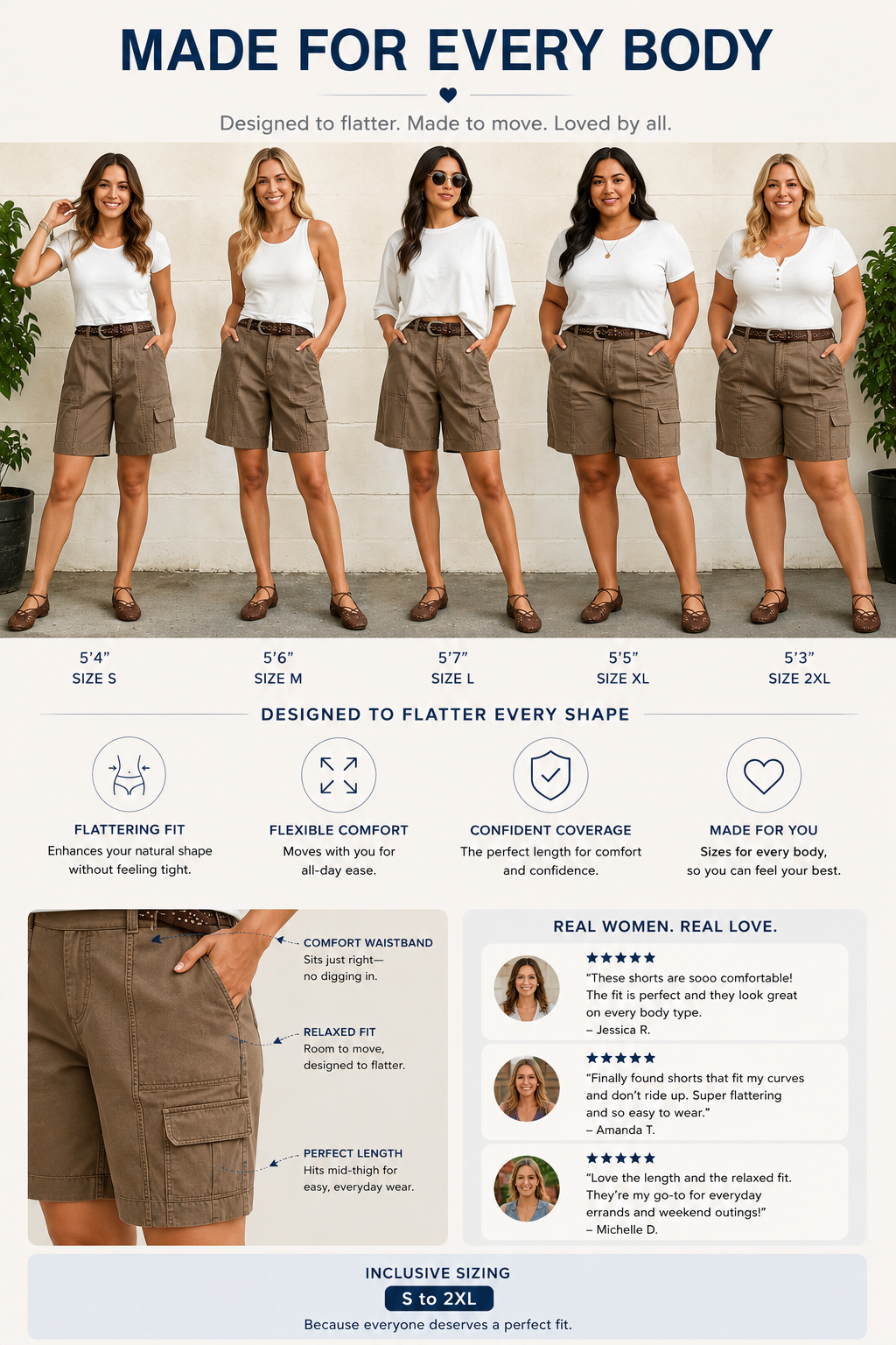 ⚡FINAL SALE⚡Solid Seam Detail Flap Pocket Roll Hem Mid Rise Bermuda Shorts Without Belt