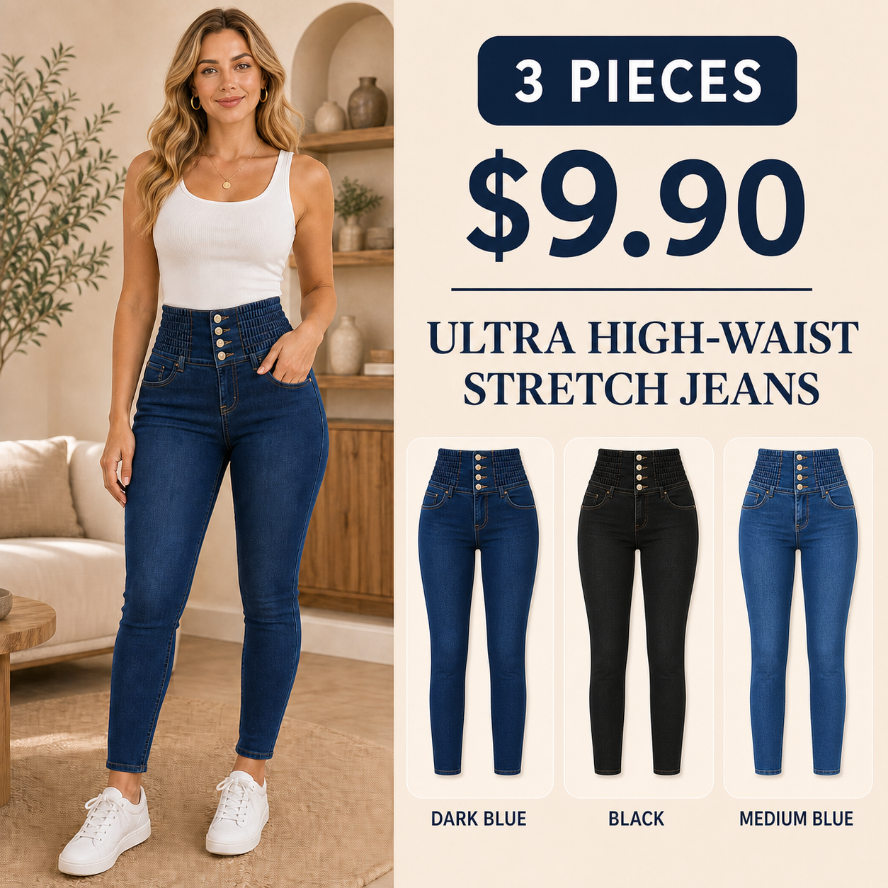 High Waist Butt Lifting Stretch Jeans