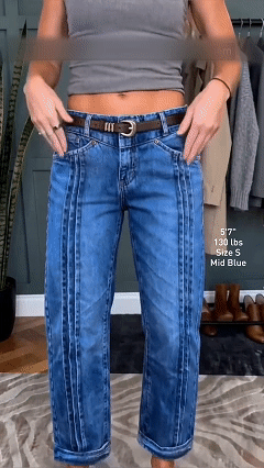 ⚡FINAL SALE⚡- Wash Pleated Roll Hem High Rise Straight Leg Jeans