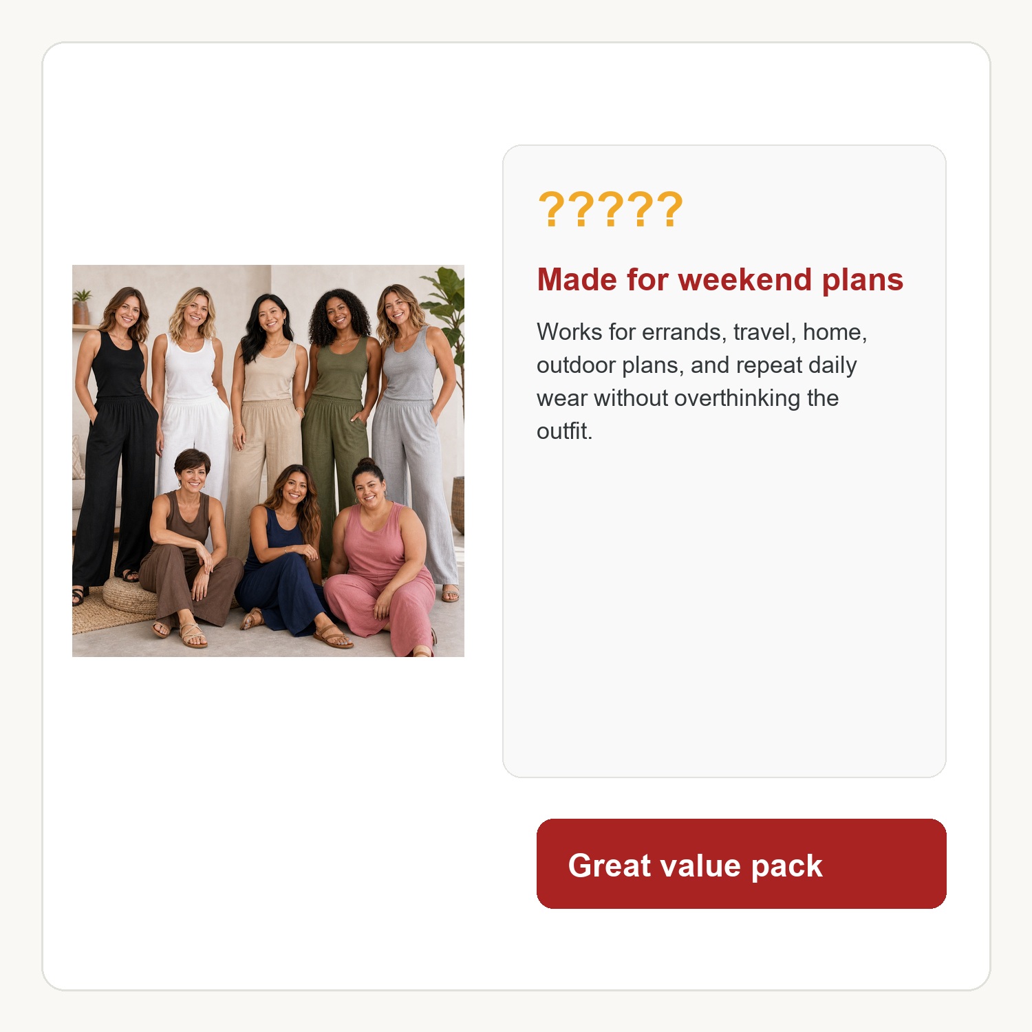 Women's Weekend Airy Wide Leg Pants - 8 Pack
